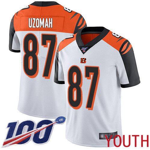 Cincinnati Bengals Limited White Youth C J  Uzomah Road Jersey NFL Footballl #87 100th Season Vapor Untouchable->youth nfl jersey->Youth Jersey